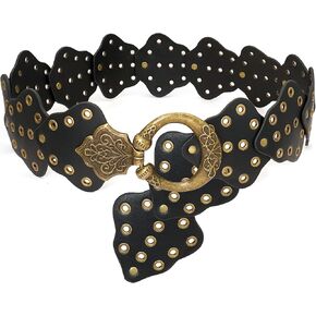Wide Disc Belt for Women Boho Concho Leather Belts Vintage Western Chunky Waist Belt for Dress