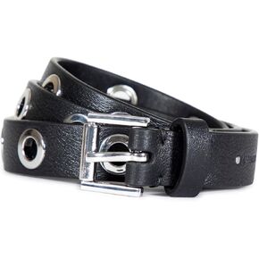 AllSaints Women's 1 Inch Eyelet Leather Belt, Fully Adjustable with Roller Buckle