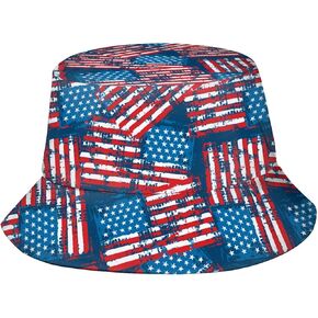 American Flag Bucket Hat for Women Men USA Flag Fisherman Hat Packable Summer Outdoor Travel Beach Sun Caps
