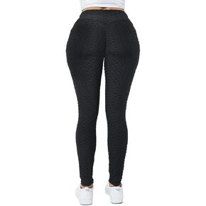 DnF Style-Women's Scrunch Butt Lifting Sexy High Waisted with Covered Elastic Waistband Tummy Control Workout Leggings Squat-Proof Spandex Legging Yoga Pants TIK Tok Leggings (Black, S/M)