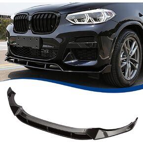 Front Lip Compatible with BMW (2018-2021) X3 G01 (2019-2021) X4 G02 M-Sport Model ABS Gloss Black Bumper Air Splitter