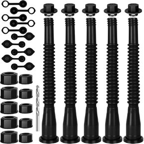 Gas Can Spout Replacement, Gas Can Nozzle Replacement, 5 Kit Yellow Upgraded Replacement Gas Can Spout, Two Models of Threads Caps Suitable for Most 1/2/5/10 Gal Oil Cans, with Drill, Vent Caps