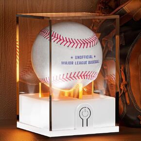 1PCS Light up Baseball Display Case with LED Light, UV Protected Acrylic Clear Baseball Holder, Autographed Baseball Display Cube for Memorabilia Baseball in Saudi Arabia