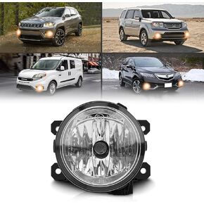 TangMiGe Fog Lights Lamps for Jeep Compass Renegade Cherokee, Dodge FAM Promaster 1500 2500 3500 CITY, Honda CRV Crosstour Pilot, Acura ILX RDX TL TSX, FIAT 500L 500X, 2010-2020, 1PCS, Clear Lens, L=R