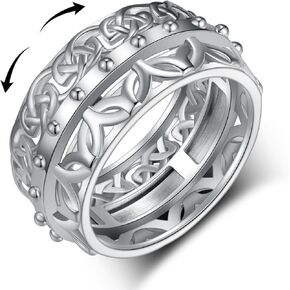 TYSO Celtic Anxiety Ring 925 Sterling Silver Irish Fidget Ring Spinner Ring Figette Ring Jewelry Gift for Women