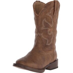 Roper Cole Kids Tan Faux Leather Western Square Toe Boots 3