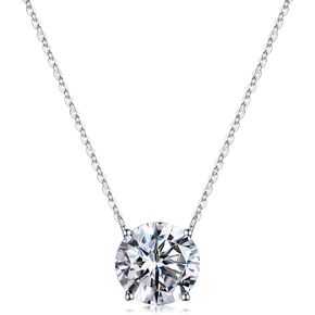 MOOSEA Heart and Round Pendant Necklace for Women, Gifts for Wife, 1-4 Carat Moissanite Necklace, D Color VVS1 Clarity Lab Created Moissanite 925 Sterling Silver Necklace, Birthday Jewelry Gifts in Saudi Arabia