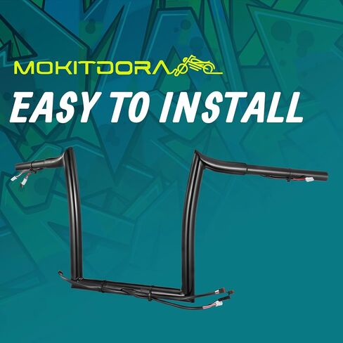MoKitDora Road Glide Pre-wired Handlebar 14" Rise 1-1/4" Fat 1.25" Clamp Ape Hanger Meathook Bar for Harley 2016-2023 Road Glide Special Ultra Custom Limited FLTR/FLTRX/FLTRXS/FLTRU/FLTRK, Chrome in Saudi Arabia