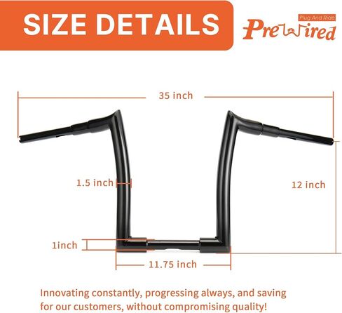 1.5 Inch Fat 12 Inch Rise Striking Mercenary Ape Hangers Road King Handlebars for 96-13 Road Glide / 1995-up Road King/12-17 Dyna and 00-Later Softail Models, Black in Saudi Arabia