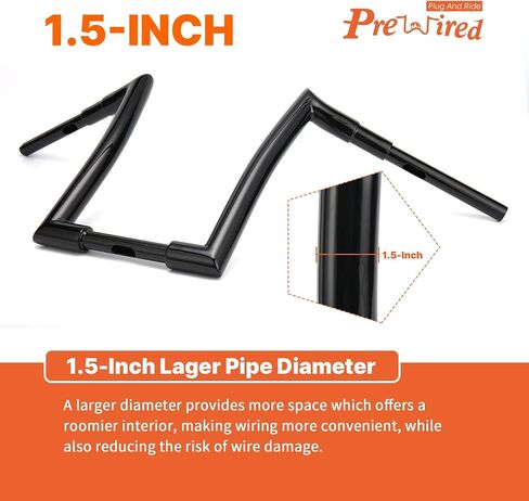 1.5 Inch Fat 12 Inch Rise Striking Mercenary Ape Hangers Road King Handlebars for 96-13 Road Glide / 1995-up Road King/12-17 Dyna and 00-Later Softail Models, Black in Saudi Arabia