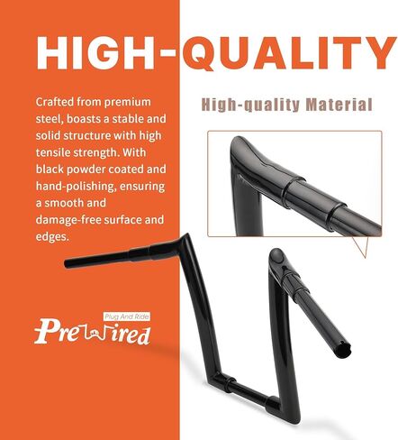 1.5 Inch Fat 12 Inch Rise Striking Mercenary Ape Hangers Road King Handlebars for 96-13 Road Glide / 1995-up Road King/12-17 Dyna and 00-Later Softail Models, Black in Saudi Arabia