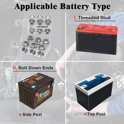 موصلات طرفية للبطارية، شريط ناقل كتلة توزيع طرفي 12 اتجاه، 8AWG حتى 4/0(XL) مقياس AWG، لبطارية حمض الرصاص الليثيوم أو AGM مع أطراف مسمار أو مسامير ملولبة، M8 أو 5/16"-18 in Saudi Arabia