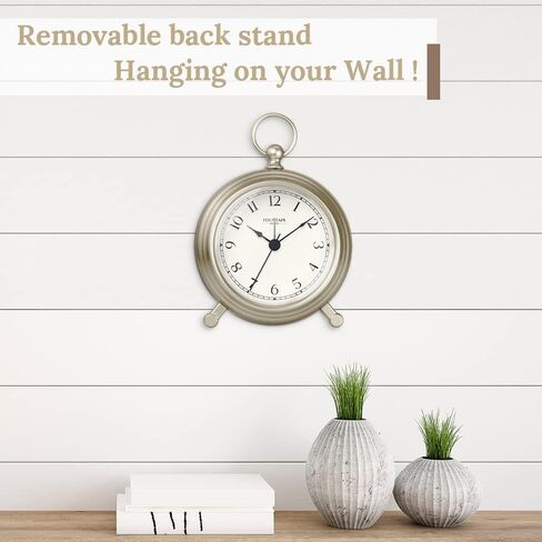 Jensen Pocket Watch Alarm Clock - Silent Non Ticking, Modern Farmhouse Style, Wall & Mantel 2 in 1 Clock, Desk & Shelf Clock, Antique Bronze Finish, 5.4"(H) x 4.5"(W) in Saudi Arabia