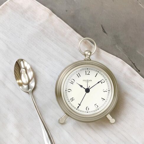 Jensen Pocket Watch Alarm Clock - Silent Non Ticking, Modern Farmhouse Style, Wall & Mantel 2 in 1 Clock, Desk & Shelf Clock, Antique Bronze Finish, 5.4"(H) x 4.5"(W) in Saudi Arabia