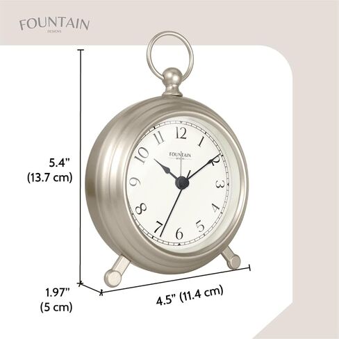 Jensen Pocket Watch Alarm Clock - Silent Non Ticking, Modern Farmhouse Style, Wall & Mantel 2 in 1 Clock, Desk & Shelf Clock, Antique Bronze Finish, 5.4"(H) x 4.5"(W) in Saudi Arabia