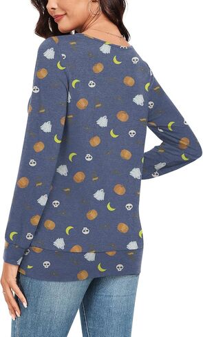Anydeer Women Tunic Tops Square Neck T-Shirts Deep V Blouses Fall Long Sleeved Loose Fit With Leggings in Kuwait