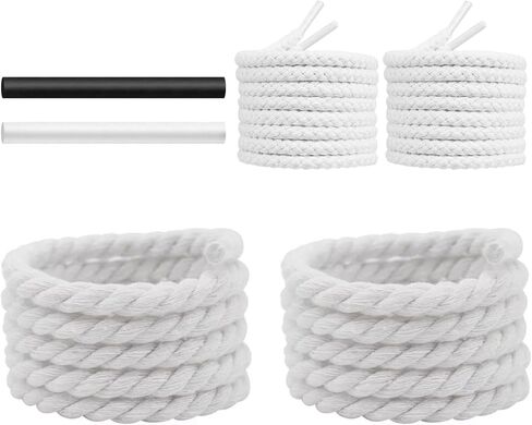 Thick Rope Shoe Laces Strings for Air Force 1, 10mm Round Cotton Chunky Shoelaces Replacement Laces for Sneakers in Kuwait