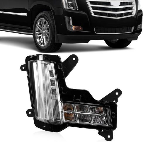 LED Fog Light with Crash Imminent Braking Compatible with Cadillac Escalade ESV 2015-2020, Turn Signal Light Daytime Running Light DRL 84575578 GM2531139, Right Passenger Side in Saudi Arabia