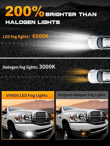 Led Fog Lights Compatible with Dodge Ram 1500 2002-2008 Dodge Ram 2500/3500 2003-2009 Durango Truck 2005 2006 with DRL & Turn Signal, DOT Approved Bumper Driving Fog Lamps Replacement – Pair Black in Kuwait
