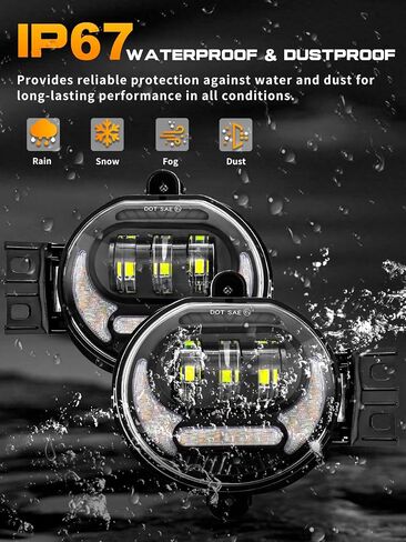 Led Fog Lights Compatible with Dodge Ram 1500 2002-2008 Dodge Ram 2500/3500 2003-2009 Durango Truck 2005 2006 with DRL & Turn Signal, DOT Approved Bumper Driving Fog Lamps Replacement – Pair Black in Kuwait