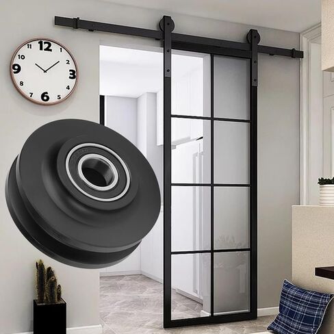 2Pcs Sliding Barn Door Wheel Heavy Duty Cabinet Window Pulley Roller Hardware Smoothy Quiet Sliding Door Track Perfect for DIY Barn Door in Saudi Arabia