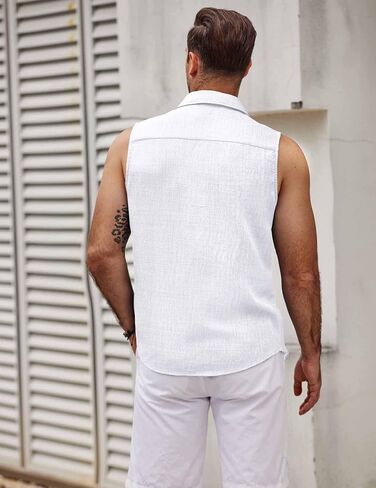 COOFANDY Men's Sleeveless Beach Shirts Summer Button Up Tank Tops Casual Textured Tank Shirt in Saudi Arabia