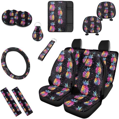 بوهيميا لوتس ماندالا الأرجواني 13 قطعة أغطية المقاعد الملحقات بوهو زهرة كسورية الفن غطاء عجلة القيادة غطاء مقعد مجموعة كاملة حزام الأمان وسادة الكتف غطاء السيارة للشاحنة in Kuwait