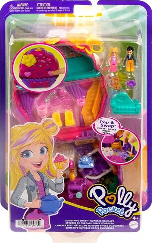 ​Polly Pocket Mini Toys, Something Sweet Cupcake Compact Playset with 2 Micro Dolls and 13 Accessories, Pocket World Travel Toys with Surprise Reveals in Saudi Arabia