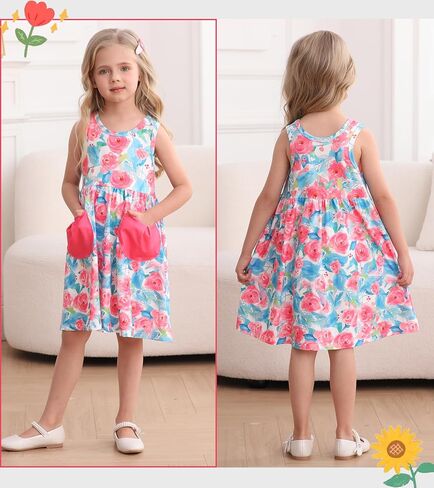 Little Girls Summer Sleeveless Dress Toddler Print Casual Sundress 2-7 Years in Saudi Arabia