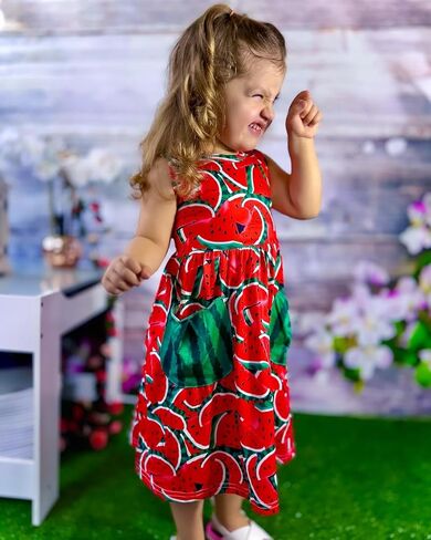 Little Girls Summer Sleeveless Dress Toddler Print Casual Sundress 2-7 Years in Saudi Arabia