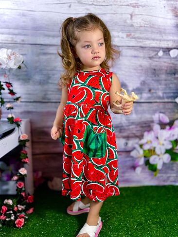 Little Girls Summer Sleeveless Dress Toddler Print Casual Sundress 2-7 Years in Saudi Arabia