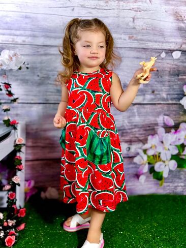 Little Girls Summer Sleeveless Dress Toddler Print Casual Sundress 2-7 Years in Saudi Arabia
