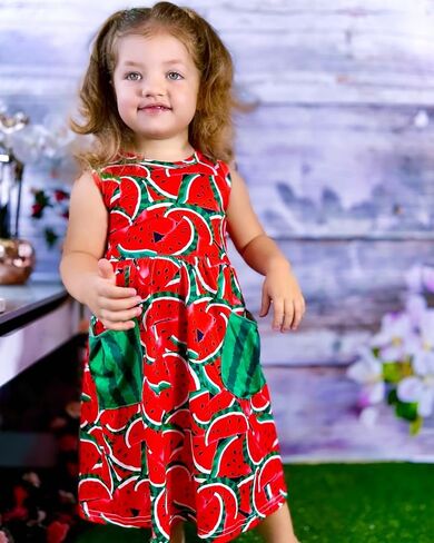 Little Girls Summer Sleeveless Dress Toddler Print Casual Sundress 2-7 Years in Saudi Arabia