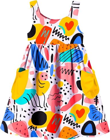 Little Girls Summer Sleeveless Dress Toddler Print Casual Sundress 2-7 Years in Saudi Arabia