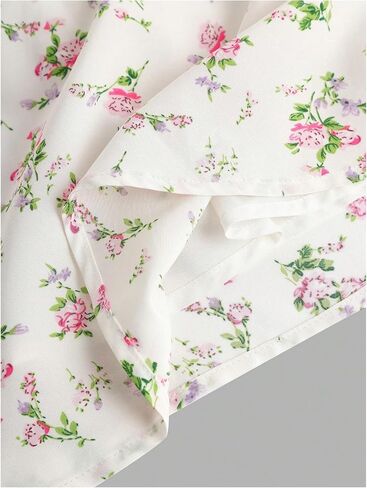 Girl's Ruched Bust Smocked Floral Dress Spaghetti Strap Bowknot Boho A Line Cami Sun Dresses in Kuwait