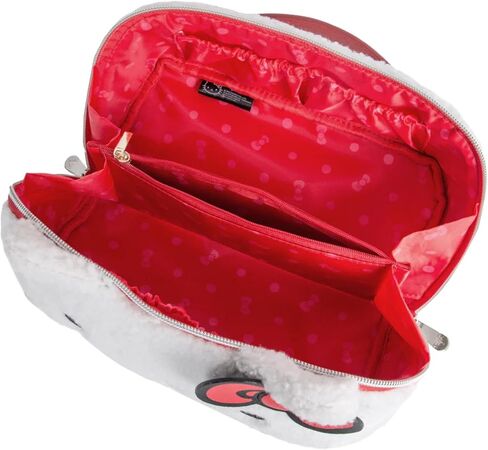 منظم حقيبة مستحضرات التجميل للسفر من شركة Impressions Vanity Hello Kitty Unfold، يفتح حقيبة مستحضرات التجميل المسطحة بسحاب مع نسيج قماش شيربا المريح، مقصورات مزدوجة، جيوب داخلية، مقبض حمل علوي in Kuwait