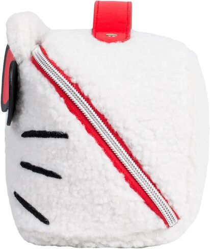 منظم حقيبة مستحضرات التجميل للسفر من شركة Impressions Vanity Hello Kitty Unfold، يفتح حقيبة مستحضرات التجميل المسطحة بسحاب مع نسيج قماش شيربا المريح، مقصورات مزدوجة، جيوب داخلية، مقبض حمل علوي in Kuwait