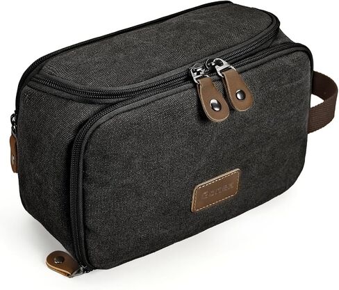 Gonex Travel Toiletry Bag for Men, Water Resistant Canvas Large Capacity Wide Open Dopp Kit with Wet Dry Compartment, Travel Essentials Toiletries Organizer Shaving Bag, Dark Grey in Saudi Arabia