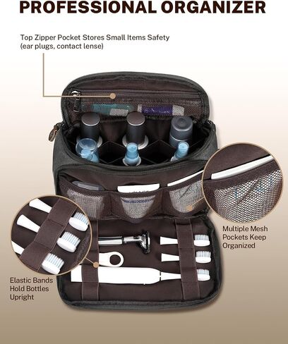 Gonex Travel Toiletry Bag for Men, Water Resistant Canvas Large Capacity Wide Open Dopp Kit with Wet Dry Compartment, Travel Essentials Toiletries Organizer Shaving Bag, Dark Grey in Saudi Arabia