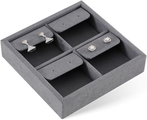 Dark Blue Jewelry Display Tray Ring Necklace Earring Bangle Organizer Multifunctional Storage Case for Jewelry Showcase (Long 6 Grids Tray) in Kuwait