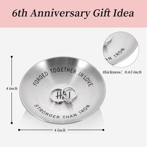 هدايا حديدية للذكرى السادسة له، هدايا حديدية لذكرى الزفاف لمدة 6 سنوات للزوجة والأزواج، الذكرى السنوية السادسة له، زينة الذكرى السنوية السادسة للنساء والرجال، صينية حامل حلقية 4 بوصات لعيد الميلاد in Kuwait