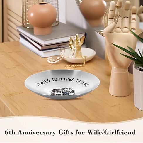 هدايا حديدية للذكرى السادسة له، هدايا حديدية لذكرى الزفاف لمدة 6 سنوات للزوجة والأزواج، الذكرى السنوية السادسة له، زينة الذكرى السنوية السادسة للنساء والرجال، صينية حامل حلقية 4 بوصات لعيد الميلاد in Kuwait