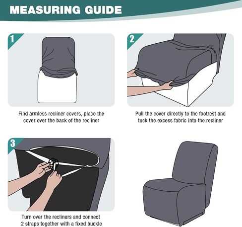 Ruaozz 1-Piece Reclining Armless Chair Cover for Sectional L Shape Recliner Sofa Stretch Recliner Cover Jacquard Recliner Seat Cover Washable Furniture Protecor (Small, Grey) in Kuwait