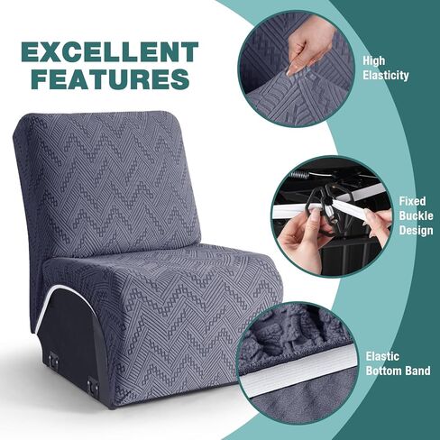 Ruaozz 1-Piece Reclining Armless Chair Cover for Sectional L Shape Recliner Sofa Stretch Recliner Cover Jacquard Recliner Seat Cover Washable Furniture Protecor (Small, Grey) in Kuwait
