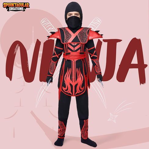 Spooktacular Creations Kids Halloween Ninja Costume, Boys Ninja Costume for Toddler Halloween Costume in Kuwait