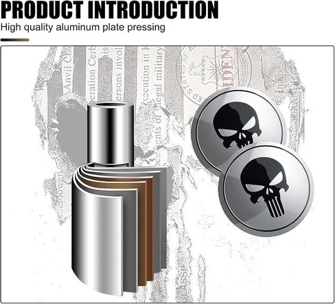 4 PCS Skull Car Hub Center Cap Sticker, 2.2In Waterproof Durable Vehicle Hub Decorative Decal, Universal Portable Round Metal Automotive Tire Accessory for Truck SUV Car (Silver) in Kuwait