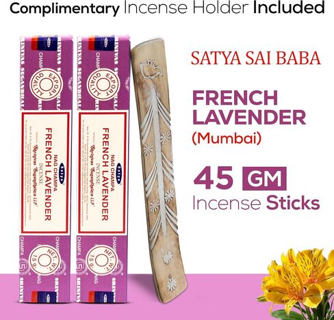 Satya Nag Champa Incense Sticks, Satya sai Baba Insenses 15gmx3 (45 gm) Pack with Raajsee Incense Holder Bundle, Satya Nag Champa Natural Incense in Kuwait