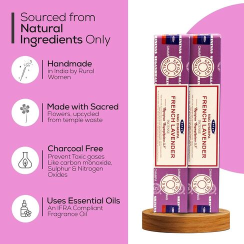 Satya Nag Champa Incense Sticks, Satya sai Baba Insenses 15gmx3 (45 gm) Pack with Raajsee Incense Holder Bundle, Satya Nag Champa Natural Incense in Kuwait