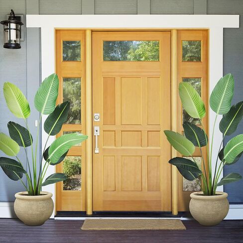 KOL 45 بوصة طائر الجنة الاصطناعي، شجرة أوراق الموز الاستوائية الحريرية المزيفة، نباتات حرير صناعية واقعية للمنزل والمكتب وغرفة المعيشة، هدية مثالية للتدفئة المنزلية، ديكور داخلي وخارجي in Kuwait