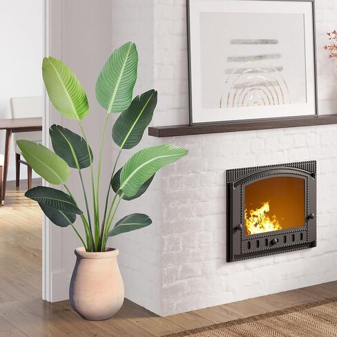 KOL 45 بوصة طائر الجنة الاصطناعي، شجرة أوراق الموز الاستوائية الحريرية المزيفة، نباتات حرير صناعية واقعية للمنزل والمكتب وغرفة المعيشة، هدية مثالية للتدفئة المنزلية، ديكور داخلي وخارجي in Kuwait